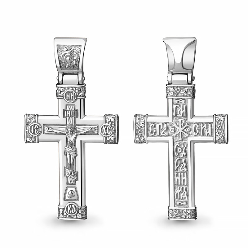 Серебряный крестик 14826АКВ, взрослый фото 1