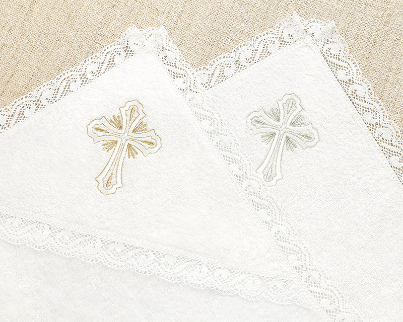 Махровое крестильное полотенце с Лучезарным крестом фото 2