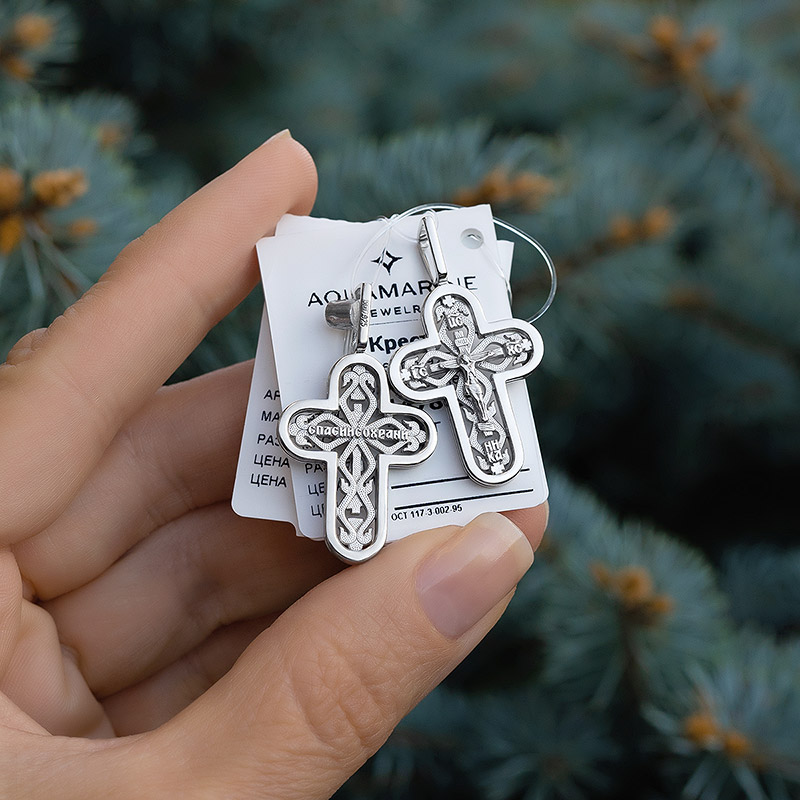 Серебряный крестик 14784АКВ фото 2