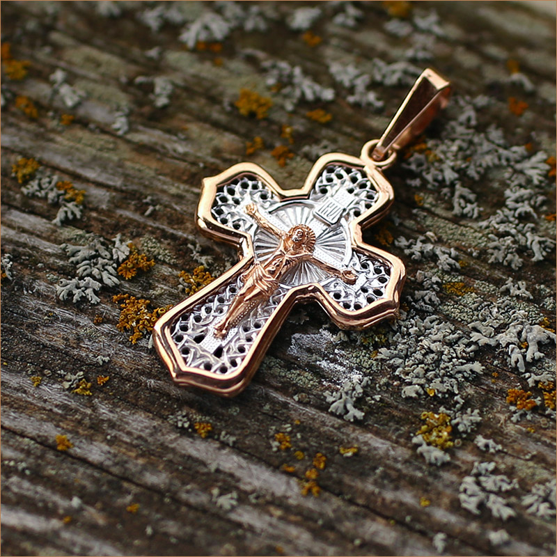 Золотой крестик 12694АКВ фото 3