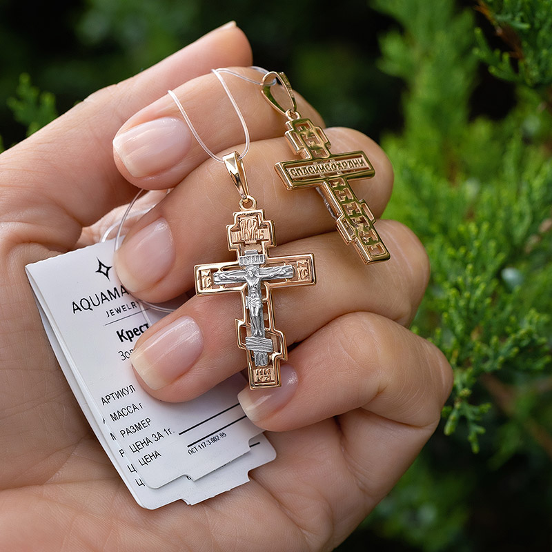 Золотой крестик 14956АКВ, взрослый фото 4