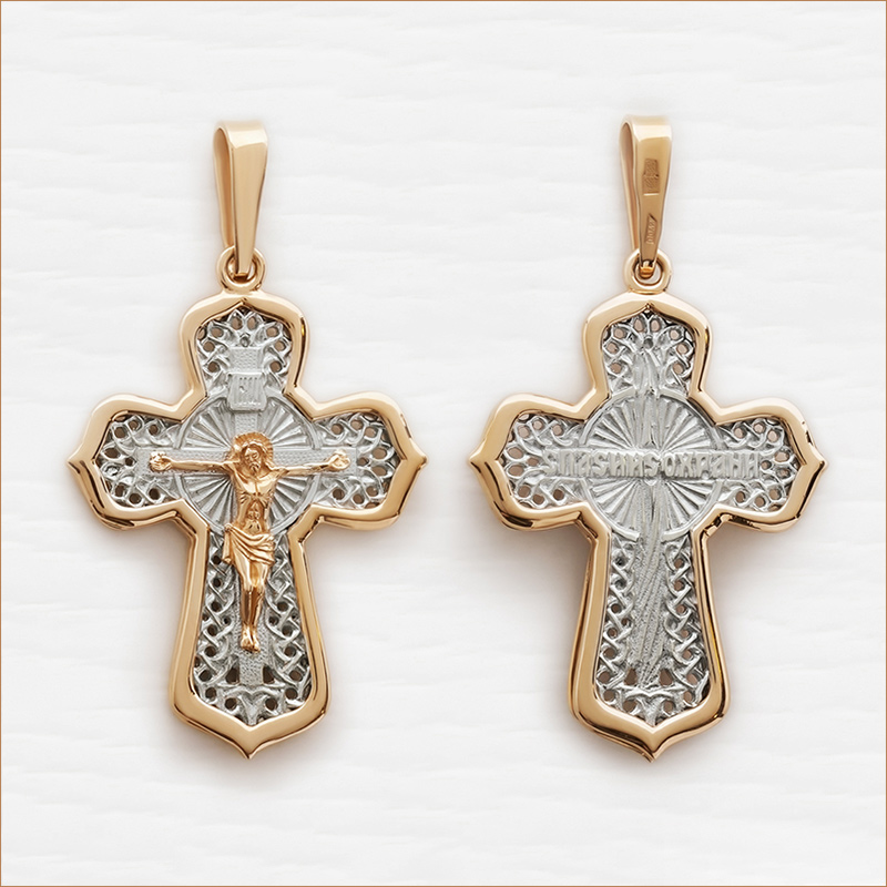 Золотой крестик 12694АКВ фото 1