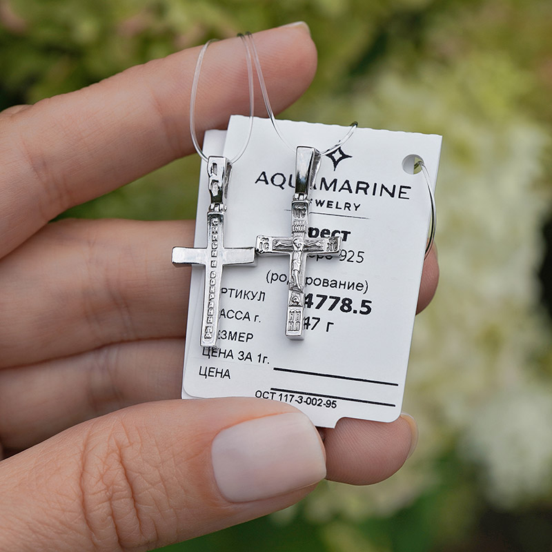 Серебряный крестик 14778АКВ фото 4