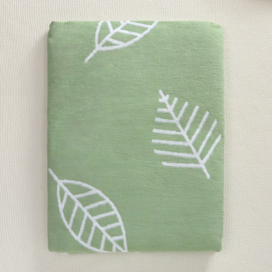 1,5-спальное байковое одеяло "Листья" зеленое фото 4