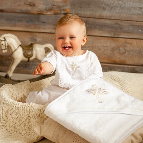 Крестильный набор для ребенка "Светик" с полотенцем - миниатюра фотографии товара в каталоге ЛиноБамбино