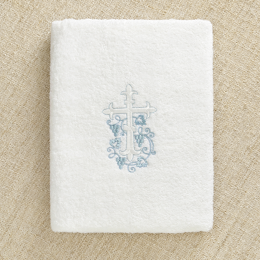 Махровое полотенце для крещения "Крестик с лозой" фото 2
