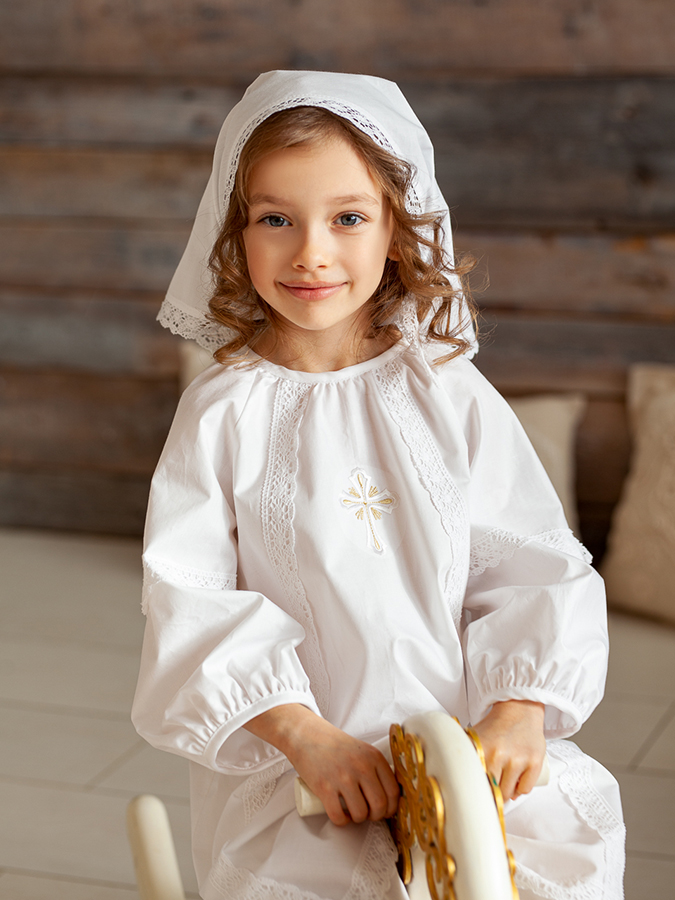 Крестильный набор для девочки "Традиция" с полотенцем фото 2