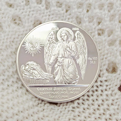 Серебряная медаль "Ангел Хранитель" - миниатюра фотографии товара в каталоге ЛиноБамбино