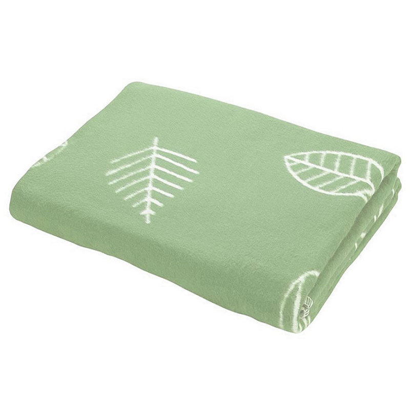 1,5-спальное байковое одеяло "Листья" зеленое фото 2