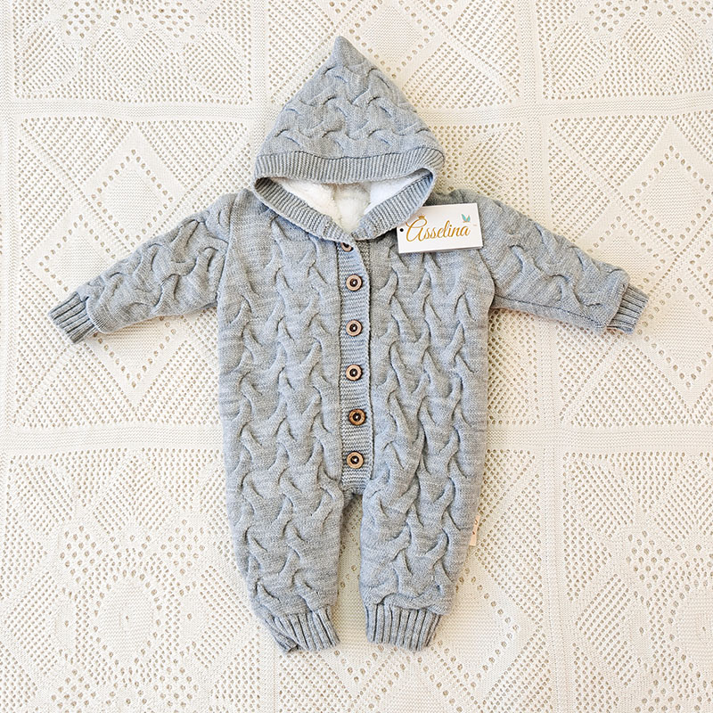 Утепленный комбинезон  "Остин" с капюшоном, серый фото 1