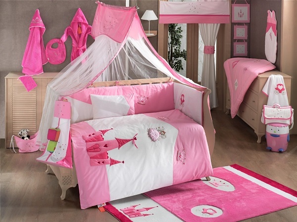Розовый комплект детского постельного белья