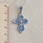 Серебряный крестик КРЭ18 голубая эмаль