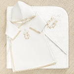 Махровое полотенце для крещения с уголком "Крестик с лозой"