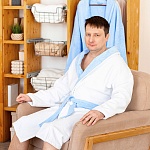Махровый халат для папы бело-лазурный