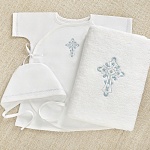 Крестильный набор "Голубое перышко" с полотенцем