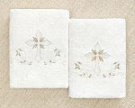 Махровое полотенце для крещения "Крестик с орнаментом"