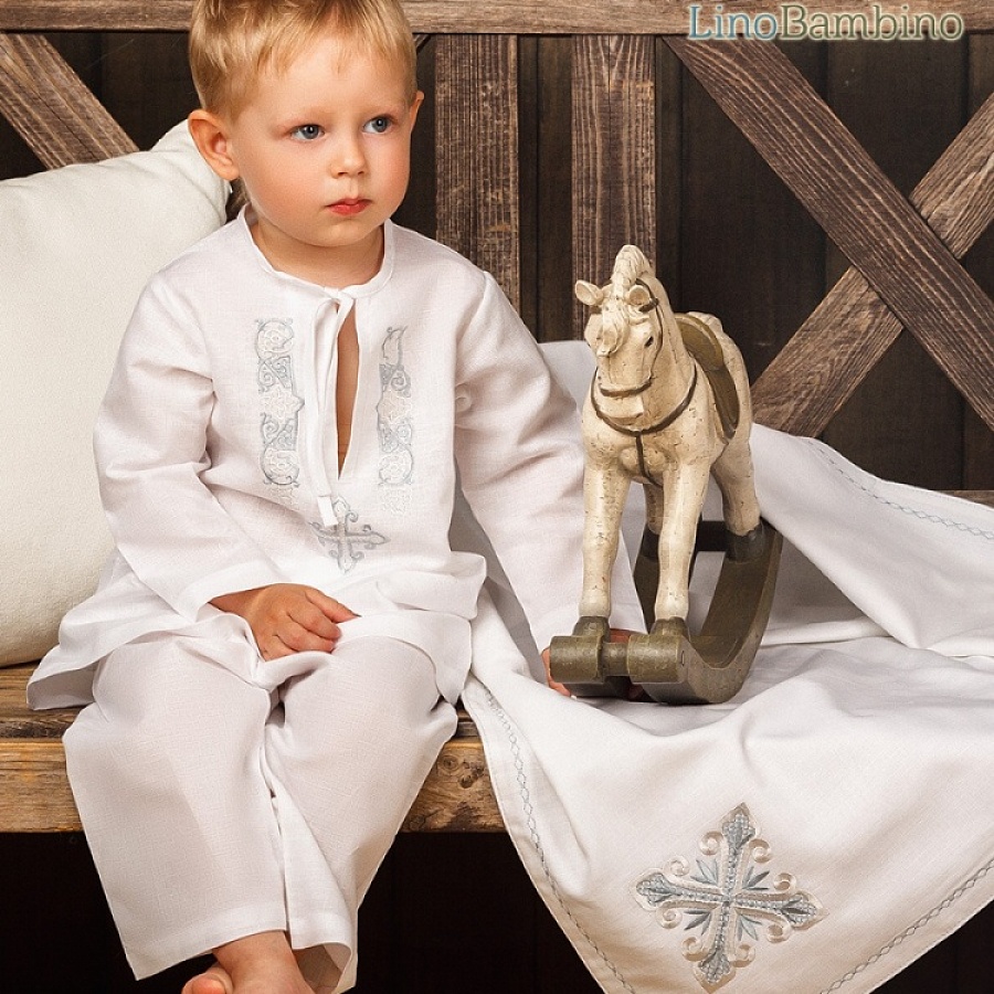 Фото товара "Крестильный комплект "Артемий" для мальчика с пеленкой" при наведении