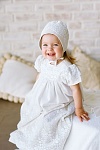 Крестильное платье "Молочный жемчуг" с чепчиком