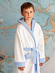 Махровый халат для мальчика бело-лазурный