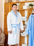 Махровый халат для папы бело-лазурный