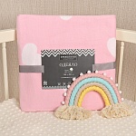 Детское байковое одеяло "Сердечки" фламинго