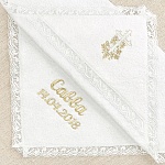 Кружевное полотенце с капюшоном "Крест с лозой"