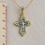 Позолоченный крестик КРЭ18 голубая эмаль