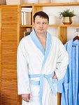 Махровый халат для папы бело-лазурный