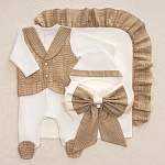 Костюмчик/комплект с уголком Денди карамельная клетка