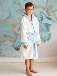 Махровый халат для мальчика бело-лазурный