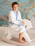 Махровый халат для мальчика бело-лазурный