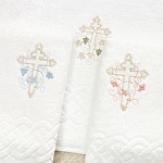 Классическое крестильное полотенце "Обвитый крестик"