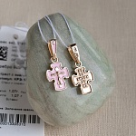 Крестик серебряный с розовой эмалью арт.КРЭ-83-П, позолота 