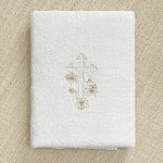 Махровое крестильное полотенце "Крестик с золотой лилией"