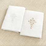 Махровое крестильное полотенце "Крест с завитками"