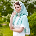 Мятный платок с капюшоном "Арина" женский
