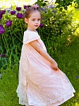 Крестильное платье "Розовый жемчуг" с чепчиком