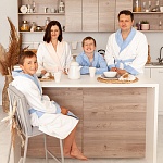 Махровый халат для папы бело-лазурный